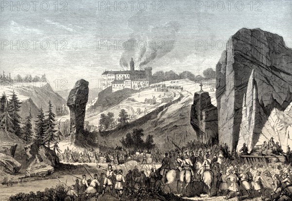 Polish volunteers at Pieskowa Skala, Peskenstein castle, Ojców National Park, Poland, January Uprising, 1863, Europe