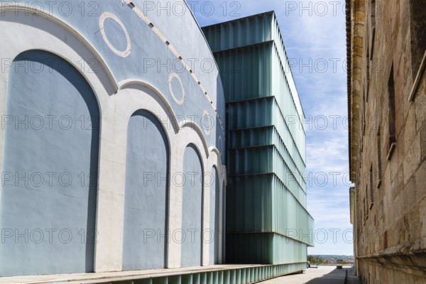 Zamora, Spain, April 7, 2023: Ramos Carrion Theater. Renovation of the modernist theater with a contemporary building with glass facade by MGM Architects, Europe