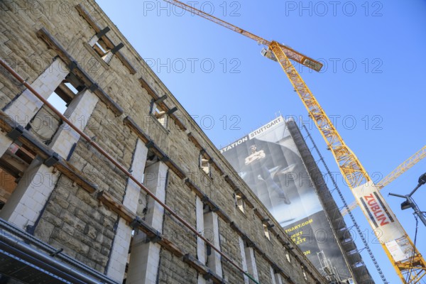 Gutted station building by Paul Bonatz, construction site conversion of main station from terminus to through station, Stuttgart 21, Stuttgart, Baden-Württemberg, Germany, Europe