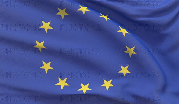 Official EU flag. European Union Flag. 3D illustration