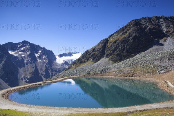 The Tiefenbach glacier located near Sölden in the Ötztal Alps of Tyrol, Austria. During the winter, the glacier is accessible by cable car and from spring time by car, using the Gletscherstrasse