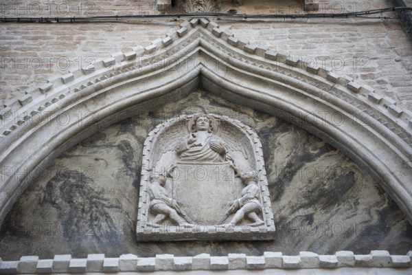 Stone relief, escutcheon, Venice, Italy, Europe