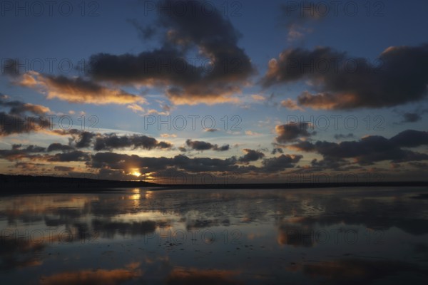 Texel island, sunset by the sea, Holland