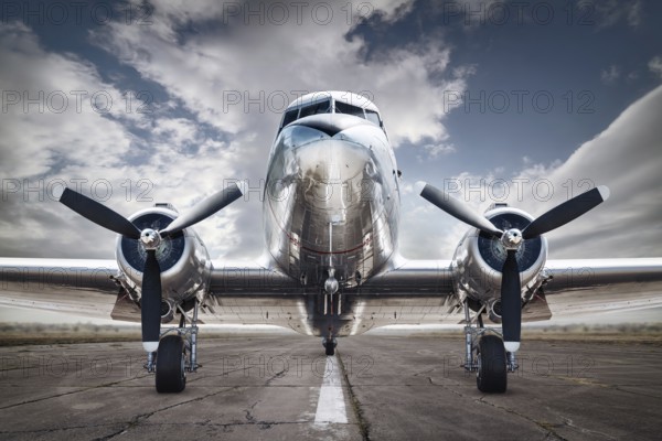 historical aircraft on a runway ready for take off