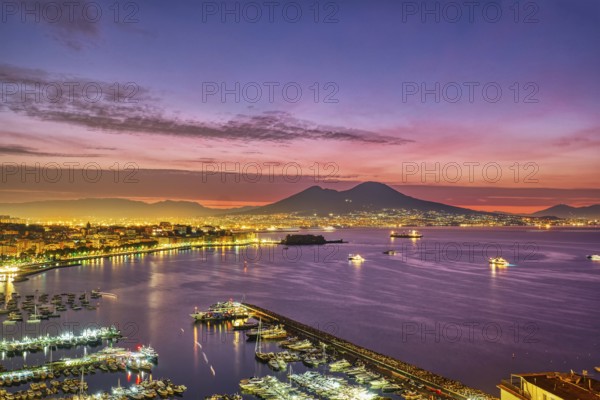 Dramatic sunrise in Naples with Vesuvius in the background