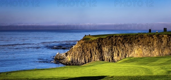 Golf course on pacific coastline in California, united states