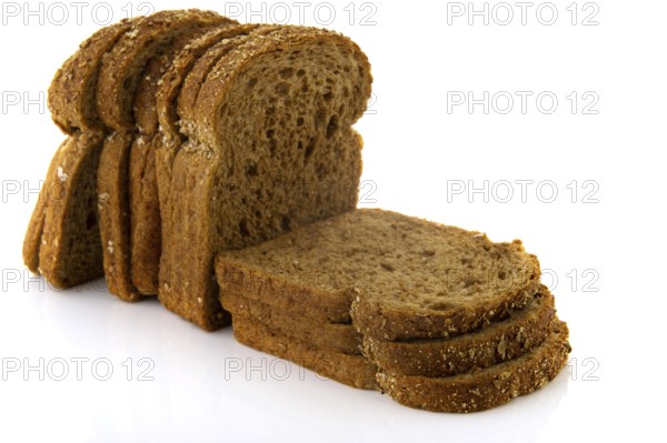 Brown slices of bread isolated over white background