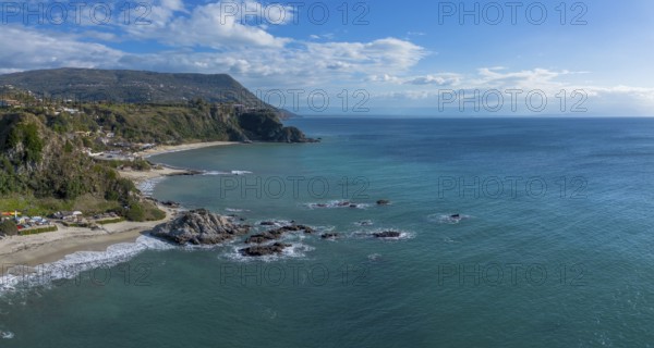 A view of the coast and beaches at Capo Vaticano in Calabria