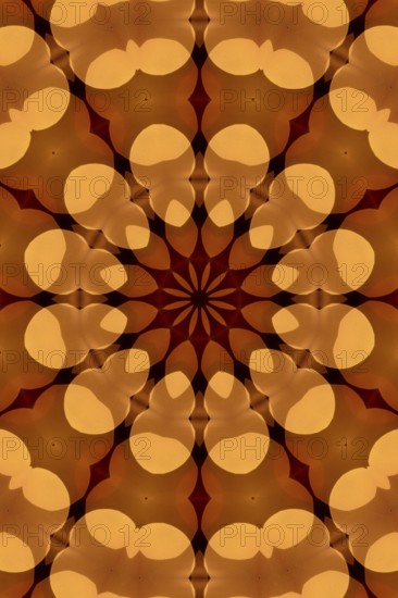 Abstract kaleidoscope pattern in warm colours Abstract kaleidoscope pattern in warm colours