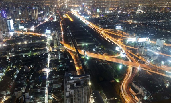 Night city view from the Baiyoke hotel observation deck