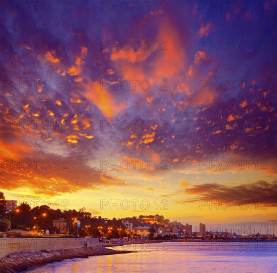 Denia sunset las Rotas in Mediterranean Spain of Alicante