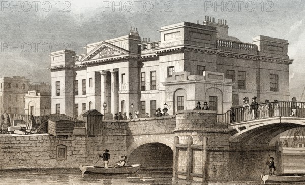 Custom House, Leith, Edinburgh, Scotland, 19th century, from Modern Athens by Th. H. Shepherd