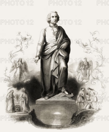 Glorification of Wolfgang Amadeus Mozart, 1756 – 1791, composer of classical music, First Viennese School, digitally edited