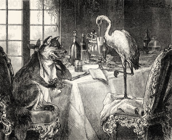 THE FOX AND CRANE, Fuchs und Kranich, poem by Johann Wolfgang von Goethe