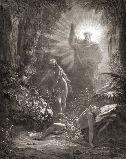 The Creation of Eve, Old Testament, woodcut by Gustave Doré