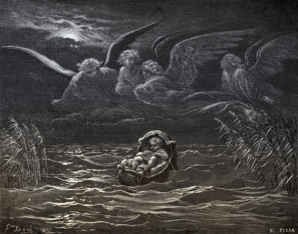 The Child Moses on the Nile, woodcut by Gustave Doré