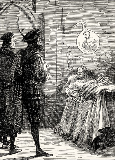 Mephistopheles and Faust in his old study, second act, Faust II, by Johann Wolfgang von Goethe