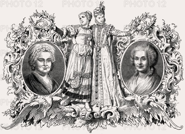 Katharina Elisabeth Goethe with Elisabeth Dorothea Kodweiß, mothers of Goethe and Schiller