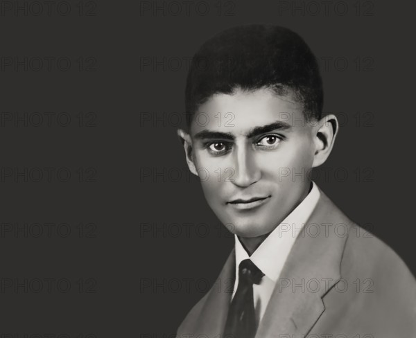 Portrait of Franz Kafka, 1883 – 1924, German-speaking Bohemian novelist, digitally edited according to a photograph