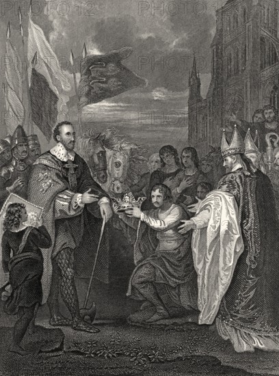 Wilhelm I., Wilhelm der Eroberer, ca. 1028-1087, erhält am 25. Dezember 1066 in der Westminster Abbey die Krone von England