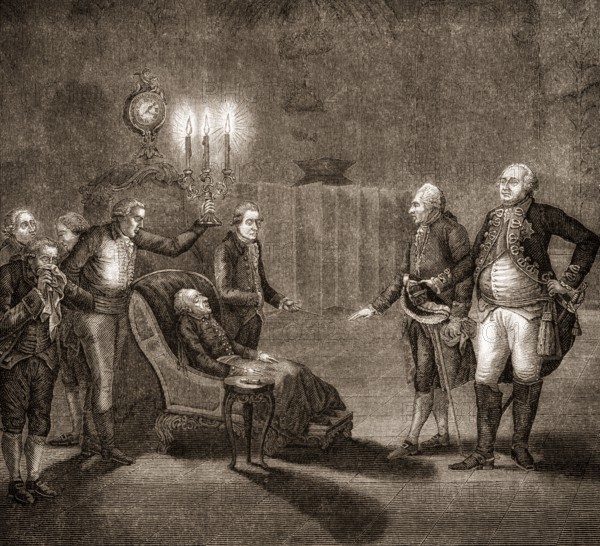 Frederick II or Frederick the Great, 1712-1786, King of Prussia, dying, Sanssouci Palace, Potsdam, Germany, Europe