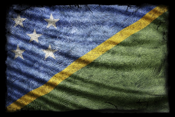 Solomon Islands Flag, Grunge Texture Background