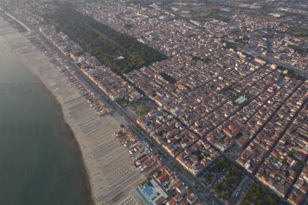 Aerial photographic documentation of the city of Viareggio Tuscany Italy