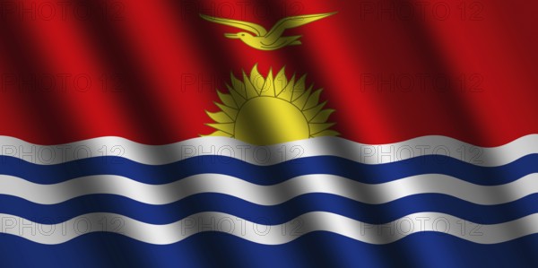 The Kiribati flag flying in the wind