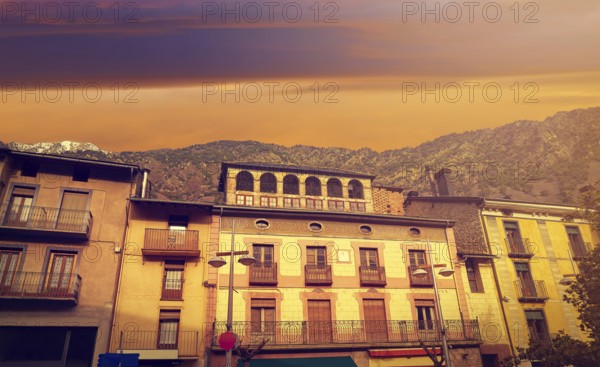 Andorra la Vella facades at Pyrenees