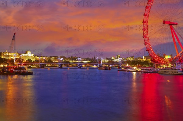 London sunset at Thames river near Big Ben in England