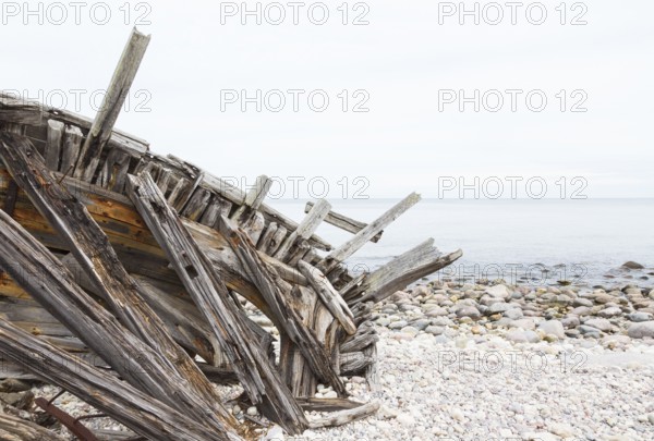 Old shipwreck on a seashore