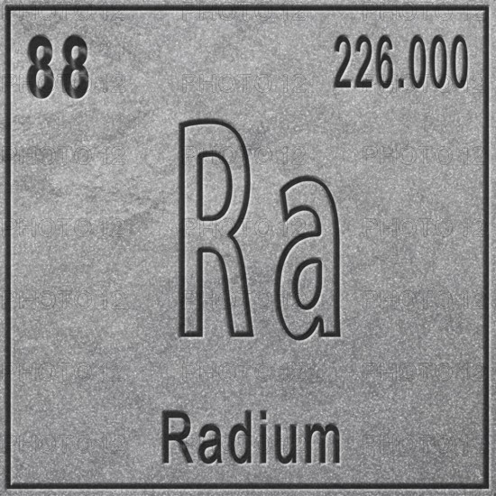Radium chemical element, Sign with atomic number and atomic weight, Periodic Table Element, silver background