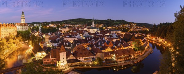Panorama of ?eský Krumlov in the Czech Republic at night