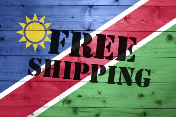 Namibia flag, Free Shipping on wooden transport box with flag Logistics Concept