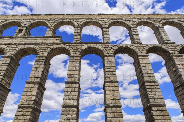 Aqueduct of Segovia, one of the best-preserved Roman aqueducts, in Segovia, Spain, Europe