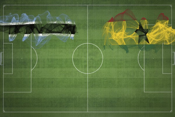Botswana vs Ghana Soccer Match, national colors, national flags, soccer field, football game, Competition concept, Copy space