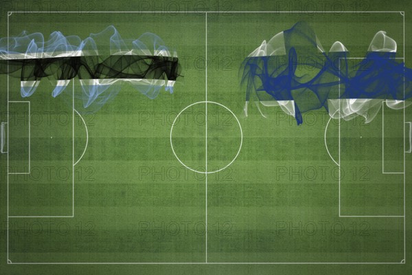 Botswana vs Finland Soccer Match, national colors, national flags, soccer field, football game, Competition concept, Copy space