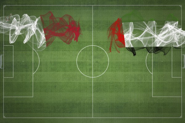 Malta vs United Arab Emirates Soccer Match, national colors, national flags, soccer field, football game, Competition concept, Copy space