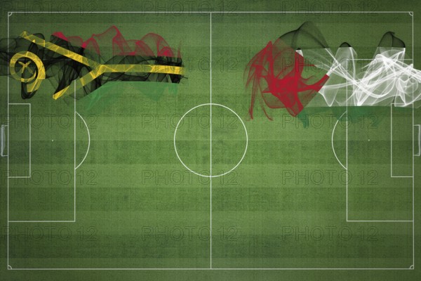 Vanuatu vs Palestine Soccer Match, national colors, national flags, soccer field, football game, Competition concept, Copy space