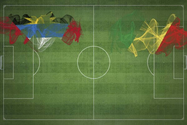 Antigua and Barbuda vs Congo Soccer Match, national colors, national flags, soccer field, football game, Competition concept, Copy space