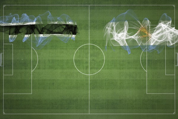 Botswana vs Argentina Soccer Match, national colors, national flags, soccer field, football game, Competition concept, Copy space
