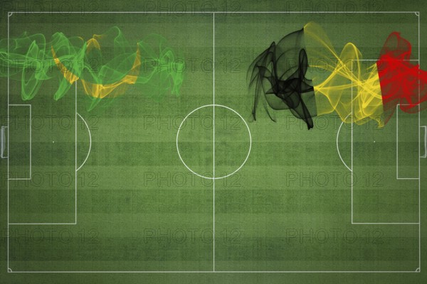 Mauritania vs Belgium Soccer Match, national colors, national flags, soccer field, football game, Competition concept, Copy space