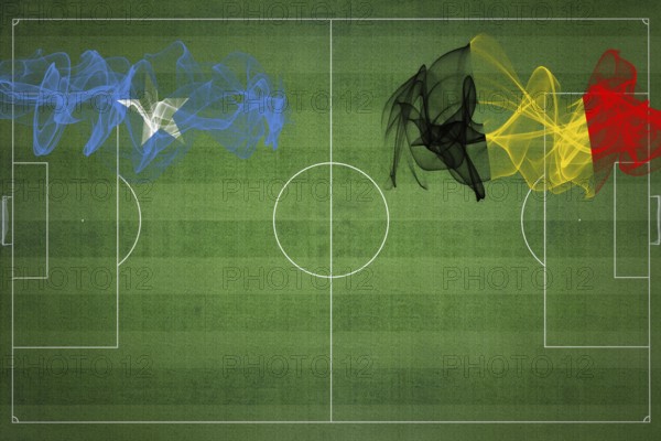 Somalia vs Belgium Soccer Match, national colors, national flags, soccer field, football game, Competition concept, Copy space