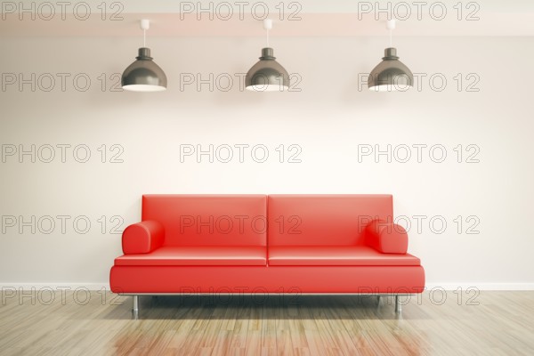 3d rendering of a room and a sofa with space for your content