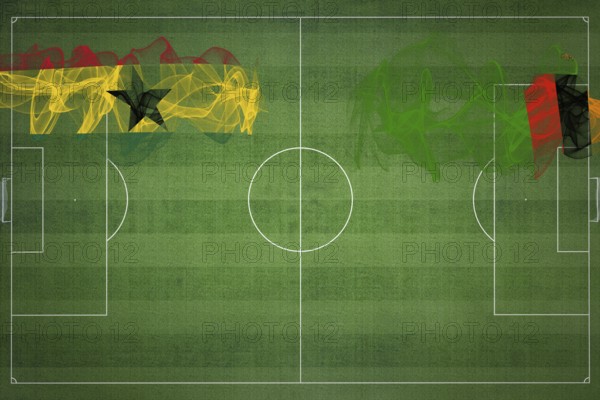 Ghana vs Zambia Soccer Match, national colors, national flags, soccer field, football game, Competition concept, Copy space