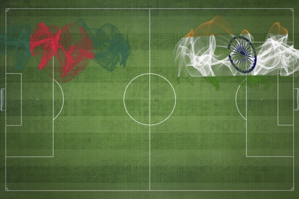Bangladesh vs India Soccer Match, national colors, national flags, soccer field, football game, Competition concept, Copy space