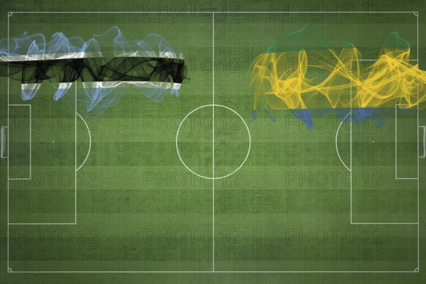 Botswana vs Gabon Soccer Match, national colors, national flags, soccer field, football game, Competition concept, Copy space