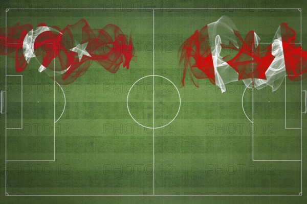 Turkey vs Canada Soccer Match, national colors, national flags, soccer field, football game, Competition concept, Copy space
