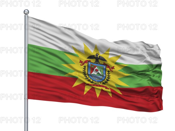 Tibacuy City Flag On Flagpole, Country Colombia, Cundinamarca Department, Isolated On White Background, 3D Rendering