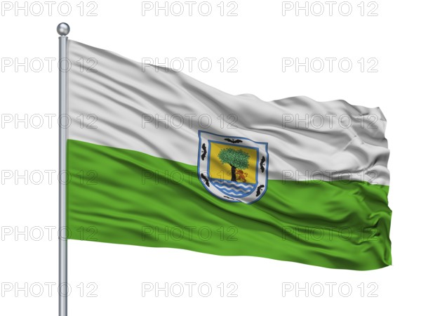Santa Fe De Antioquia City Flag On Flagpole, Country Colombia, Antioquia Department, Isolated On White Background, 3D Rendering